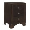 Brown Cherry Finish 3-Drawers Nightstand with 2 USB Ports Transitional Bedroom Furniture 1pc Bedside Table Wooden