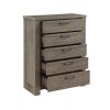 Rustic Gray Finish Bedroom Furniture 1pc Chest of 5 Drawers Planked Framing Wooden Storage Chest