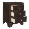 Brown Cherry Finish 3-Drawers Nightstand with 2 USB Ports Transitional Bedroom Furniture 1pc Bedside Table Wooden