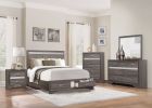 Gray Finish 1pc Chest of Drawers Faux Crystals Pulls Silver Glitter Hidden Drawers Wooden Modern Bedroom Furniture