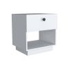 DEPOT E-SHOP Macon Single Drawer Nightstand with Open Storage Shelf, White