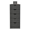 DEPOT E-SHOP Houma 5 Drawers Narrow Dresser, Slim Storage Chest of Drawers, Smokey Oak