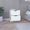 DEPOT E-SHOP Houma Double Drawer Nightstand, Bedside Table, White