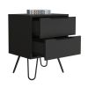 DEPOT E-SHOP Begonia 2 Nightstand, Hairpin Legs, Two Drawers, Black