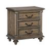 Traditional Vintage Style 1pc Nightstand of 3 Drawers Metal Hardware Weathered Pecan Finish Classic Bedroom Furniture