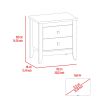 Amara Nightstand; Two Shelves; Four Legs -White