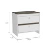 Idaly Nightstand; Superior Top; Two Drawers -White / Dark Brown