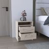 Eter Nightstand , End Table, Side Table Superior Top, Two Drawers -Light Gray