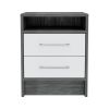 Eter Nightstand; Superior Top; Two Drawers -Smokey Oak / White