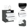 Eter Nightstand; Superior Top; Two Drawers -Smokey Oak / White