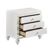 Glamorous Metallic White Finish 1pc Nightstand of 3x Drawers Faux Alligator Embossed Front Modern Bed Side Table