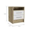 Eter Nightstand; Superior Top; Two Drawers -White / Light Oak