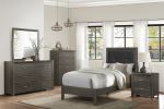 Dark Gray Finish Nightstand 1pc Chrome Tone Handles Contemporary Design Bedroom Furniture Bed Side Table