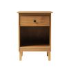 Classic 1-Drawer Solid Wood Nightstand with Cubby - Caramel