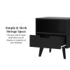 Modern 1-Drawer Nightstand with Open Cubby ��� Black