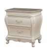 Pearl White 2-Drawer Nightstand with Queen Anne Legs