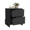 Nightstand Brookland, Bedside Table with Double Drawers and Sturdy Base, Black Wengue Finish