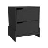 Nightstand Brookland, Bedside Table with Double Drawers and Sturdy Base, Black Wengue Finish