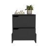 Nightstand Brookland, Bedside Table with Double Drawers and Sturdy Base, Black Wengue Finish