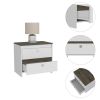 Idaly Nightstand; Superior Top; Two Drawers -White / Dark Brown