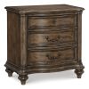 Traditional Nightstand of 3 Drawers Brown Oak Finish 1pc Bedside Table Wooden Formal Bedroom Furniture Decorative Drawer Pulls