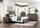 Rustic Dark Brown Finish Bedroom Furniture 1pc Chest of 5 Drawers Planked Framing Wooden Storage Chest