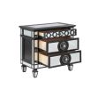 ACME Varian II Nightstand in Black Velvet & Sliver FINISH BD00585