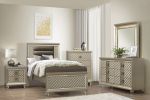 Glamorous Champagne Finish 1pc Chest of 4 Drawers Acrylic Feet Luxury Bedroom Furniture Beveled Mirror Trim