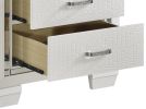 Glamorous Design Bedroom Furniture 1pc Nightstand of 2x Drawers White Finish Faux Alligator Embossed Textured Fronts