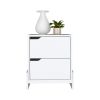 Nightstand Brookland, Bedside Table with Double Drawers and Sturdy Base, White Finish