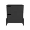 Nightstand Brookland, Bedside Table with Double Drawers and Sturdy Base, Black Wengue Finish