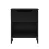 Modern Minimalist 1-Drawer Nightstand with Cubby ��� Black