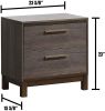 Contemporary 1pc Nightstand Two Tone Antique Gray Bedroom Furniture Nightstand Center Metal Glides Brass Bar Pulls