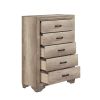 1pc Natural Finish Bedroom Chest of 5 Drawers w Black Hardware Bedroom Furniture Contemporary Design