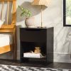 Modern Minimalist 1-Drawer Nightstand with Cubby ��� Black