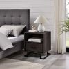 Contemporary Metal and Wood 1-Drawer Nightstand ��� Charcoal