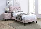 Light Pink Color Velvet Gorgeous 1pc Nightstand Bedside Table 2x Drawers Bedroom Furniture Sleek Design Tempered Legs