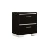 Contemporary 1pc Nightstand Black Color High Gloss Lacquer Coating Chrome Handles and Feet Bedside Table w USB Charger Bedroom Furniture