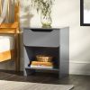 Modern Minimalist 1-Drawer Nightstand with Cubby ��� Dark Grey