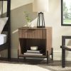 Modern Fluted-Drawer Nightstand with Open Cubby ��� Mocha