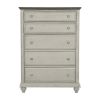 Classic Light Gray Finish 1pc Chest of 5x Drawers Dark Brown Top Modern Farmhouse Design Bedroom Furniture