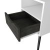 DEPOT E-SHOP Emma Nightstand, Superior Top, Four Legs, One Open Shelf, One Drawer, Smokey Oak / White