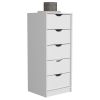 DEPOT E-SHOP Houma 5 Drawers Narrow Dresser, Slim Storage Chest of Drawers, White