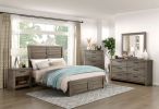 Rustic Gray Finish Bedroom Furniture 1pc Chest of 5 Drawers Planked Framing Wooden Storage Chest