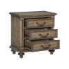 Traditional Vintage Style 1pc Nightstand of 3 Drawers Metal Hardware Weathered Pecan Finish Classic Bedroom Furniture