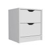 DEPOT E-SHOP Houma Double Drawer Nightstand, Bedside Table, White