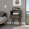 DEPOT E-SHOP Emma Nightstand, Superior Top, Four Legs, One Open Shelf, One Drawer, Dark Walnut