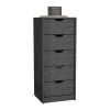 DEPOT E-SHOP Houma 5 Drawers Narrow Dresser, Slim Storage Chest of Drawers, Smokey Oak