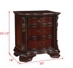 1pc Traditional Nightstand End Table with Three Storage Drawers Brown Cherry Decorative Drawer Pulls Solid Wood Bedroom Furniture