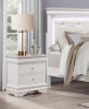 Traditional Design Bedroom Furniture 1pc Nightstand of 3x Drawers Faux Alligator Embossed Fronts White Finish Wooden Furniture